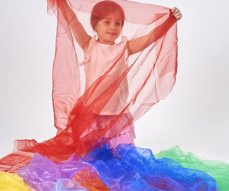 TICKIT Regenboog organza stof