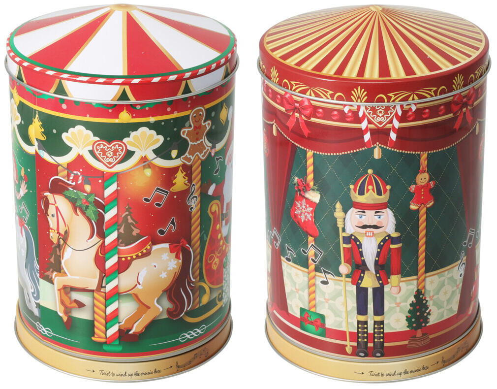 Kerst opbergdoos blik - 13.2x20.2cm - ass.