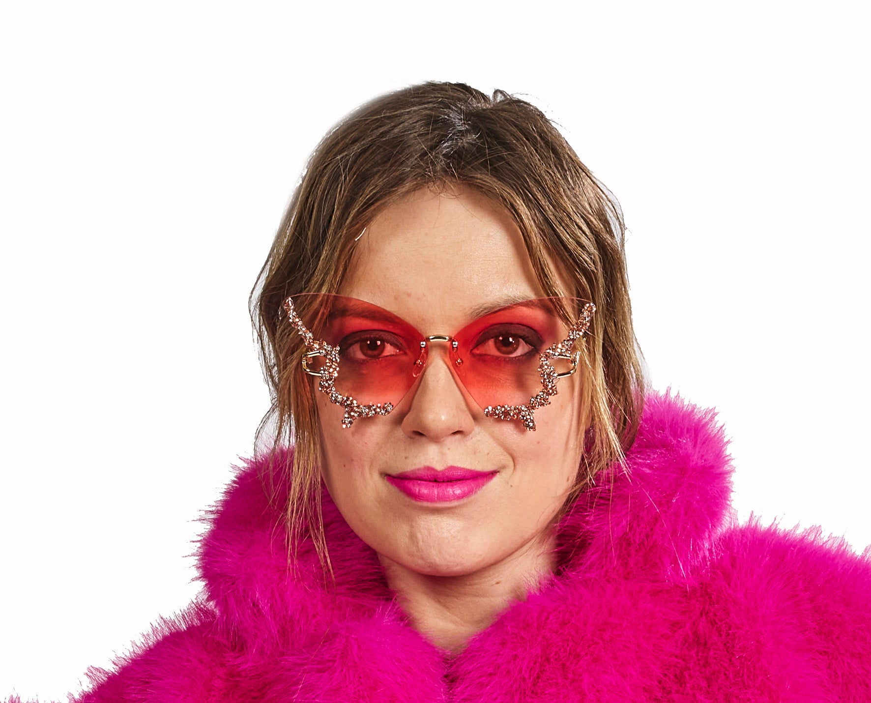 Bril disco vlinder - roze
