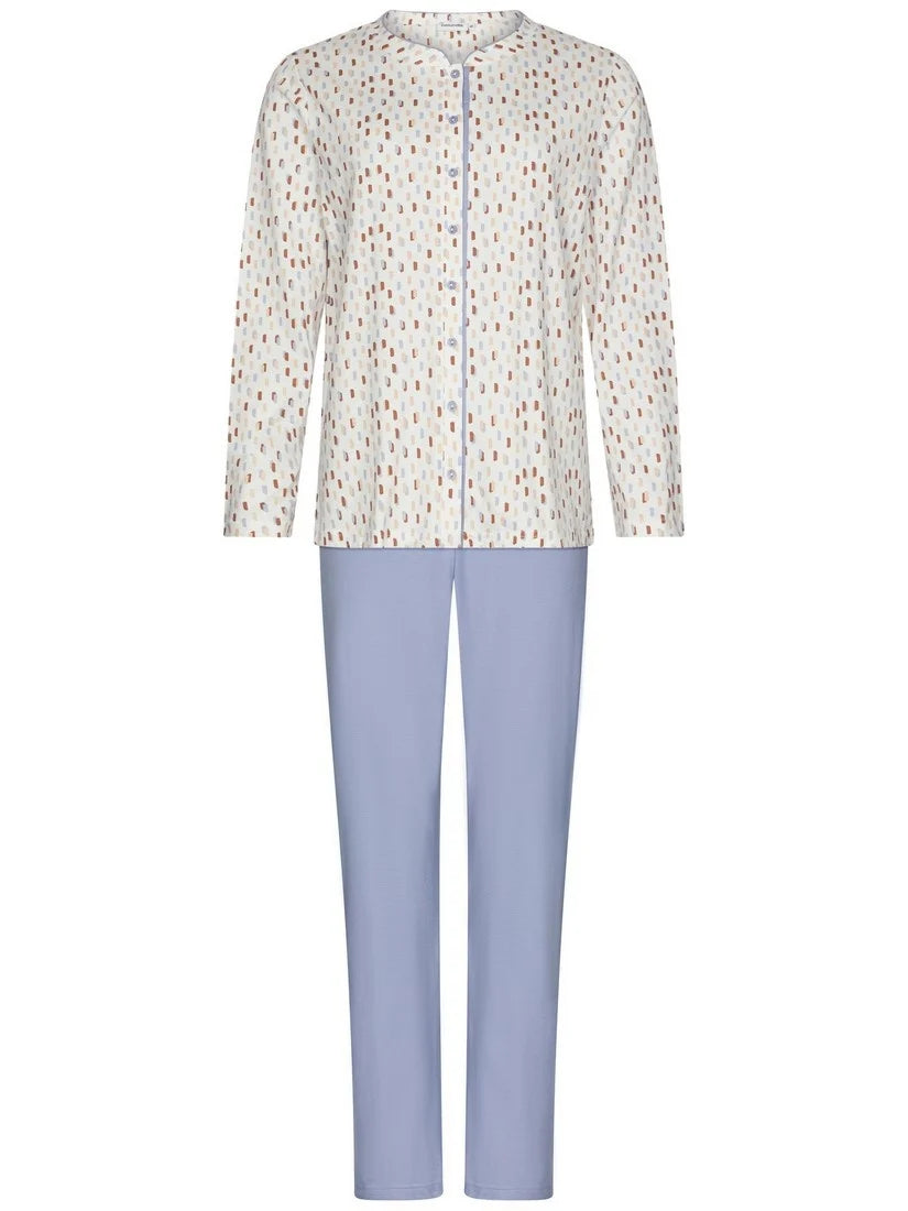 PASTUNETTE Dames pyjama full button - blue - 42
