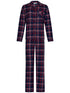 REBELLE Dames pyjama full button check - dark blue - 44