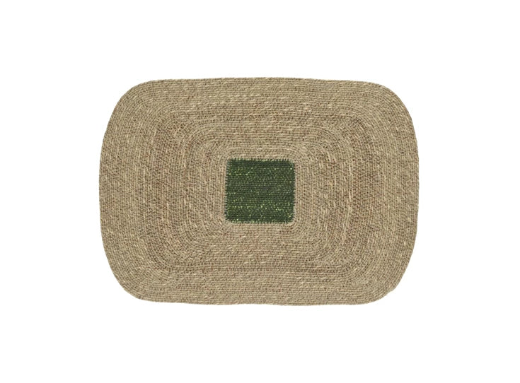 POMAX Quadri placemat zeegras - 50x35cm - olijfgroen