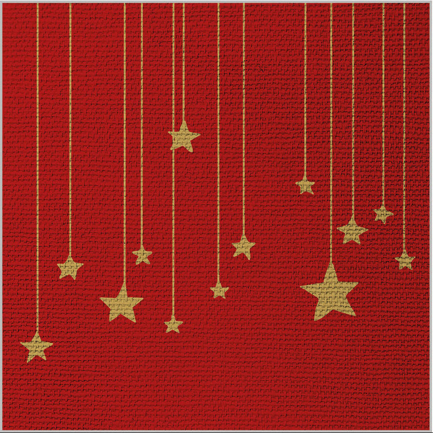 PPD Servetten 25x25cm - Stars On Canvas red