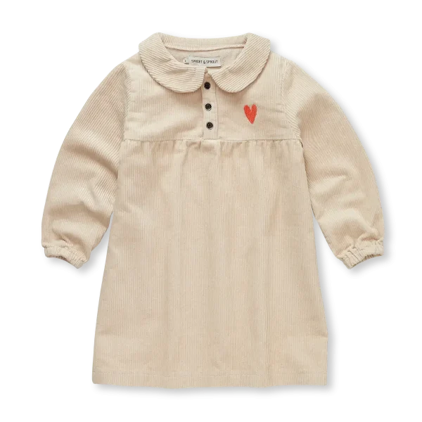 SPROET & SPROUT Corduroy dress heart - beige - 4j.