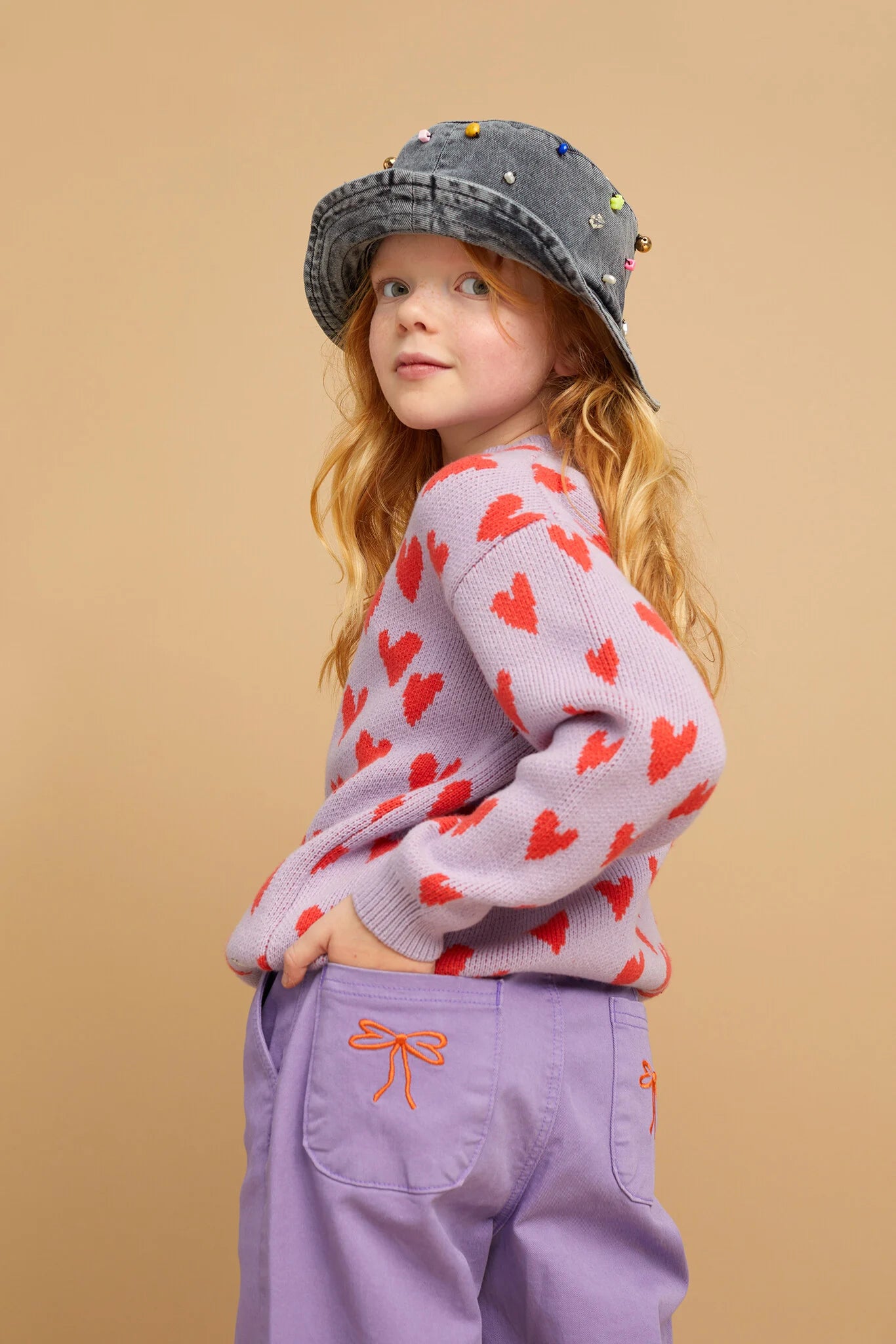 SPROET & SPROUT Sweater intarsia hearts - lavender - 5j.