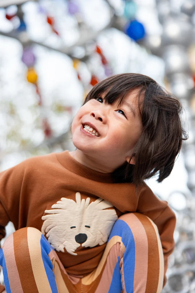 SPROET & SPROUT Sweatshirt moustache dog print - l. grey melee - 6j.