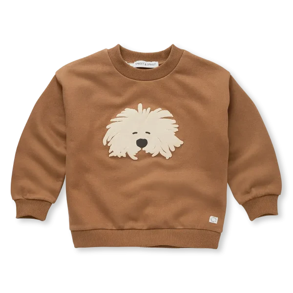 SPROET & SPROUT Sweatshirt moustache dog print - l. grey melee - 8j.