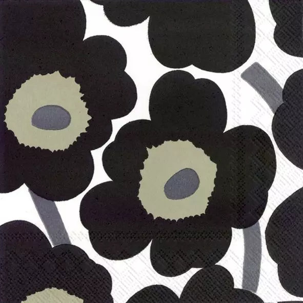 IHR Servetten 33x33cm - marimekko Unikko white black 3112801697