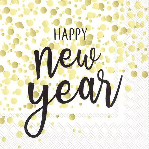 IHR Servetten 25x25cm - Confetti New Year gold 3686002109