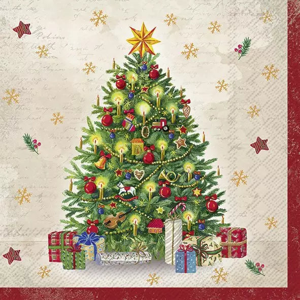 IHR Servetten 33x33cm - Festive Tree cream