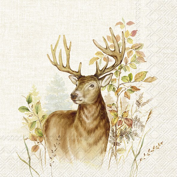 IHR Servetten 33x33cm - Hunted Deer cream