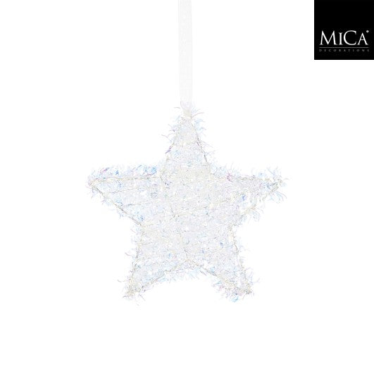 MICA kersthanger ster glitters 25cm - parelmoer
