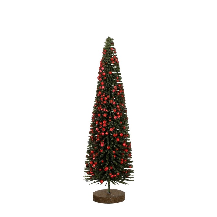 MICA Kerstdeco kerstboom met bessen 38x11cm - groen/rood