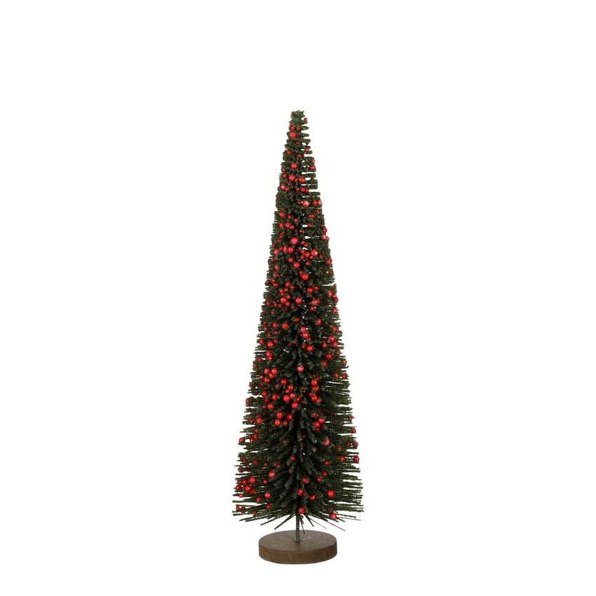 MICA Kerstdeco kerstboom met bessen 48x14cm - groen/rood
