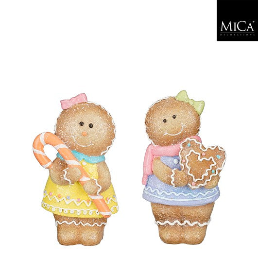 MICA kerstdeco peperkoek meisje 8x5,5x14,5cm - multi - ass. (prijs per stuk)