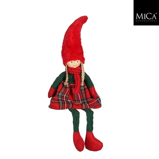 MICA kerstfiguur deco zittend - rood/groen