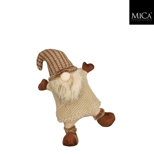 MICA Kerstdeco kabouter staand - bruin