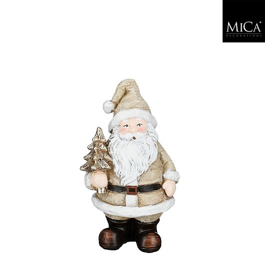 MICA kerstdeco kerstman - 8x5,5x13cm - beige