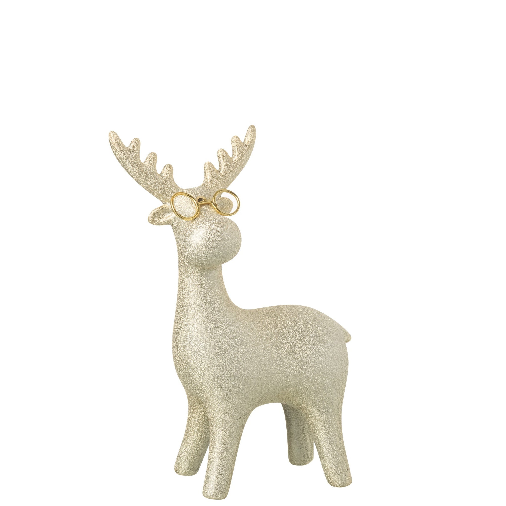 JLINE Rendier staand met bril - S 14x6x20,5cm - wit/ goud
