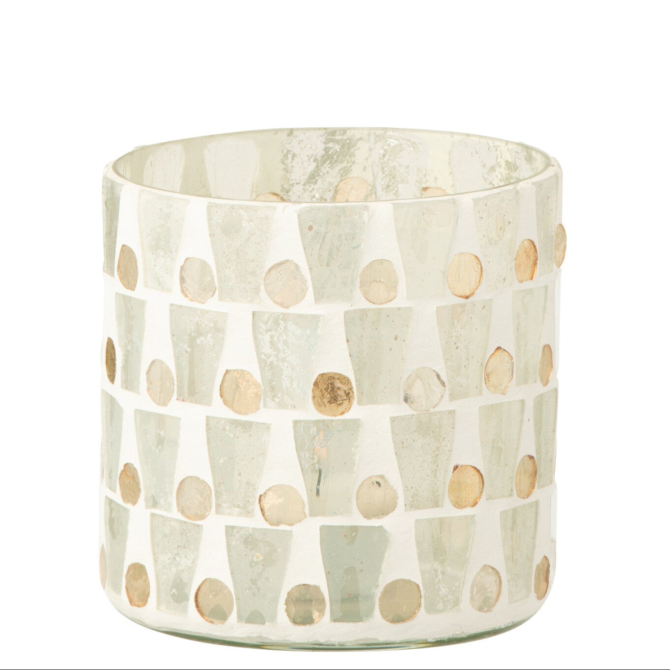 JLINE Theelichthouder cilinder - M 10x10x10cm - wit/ goud