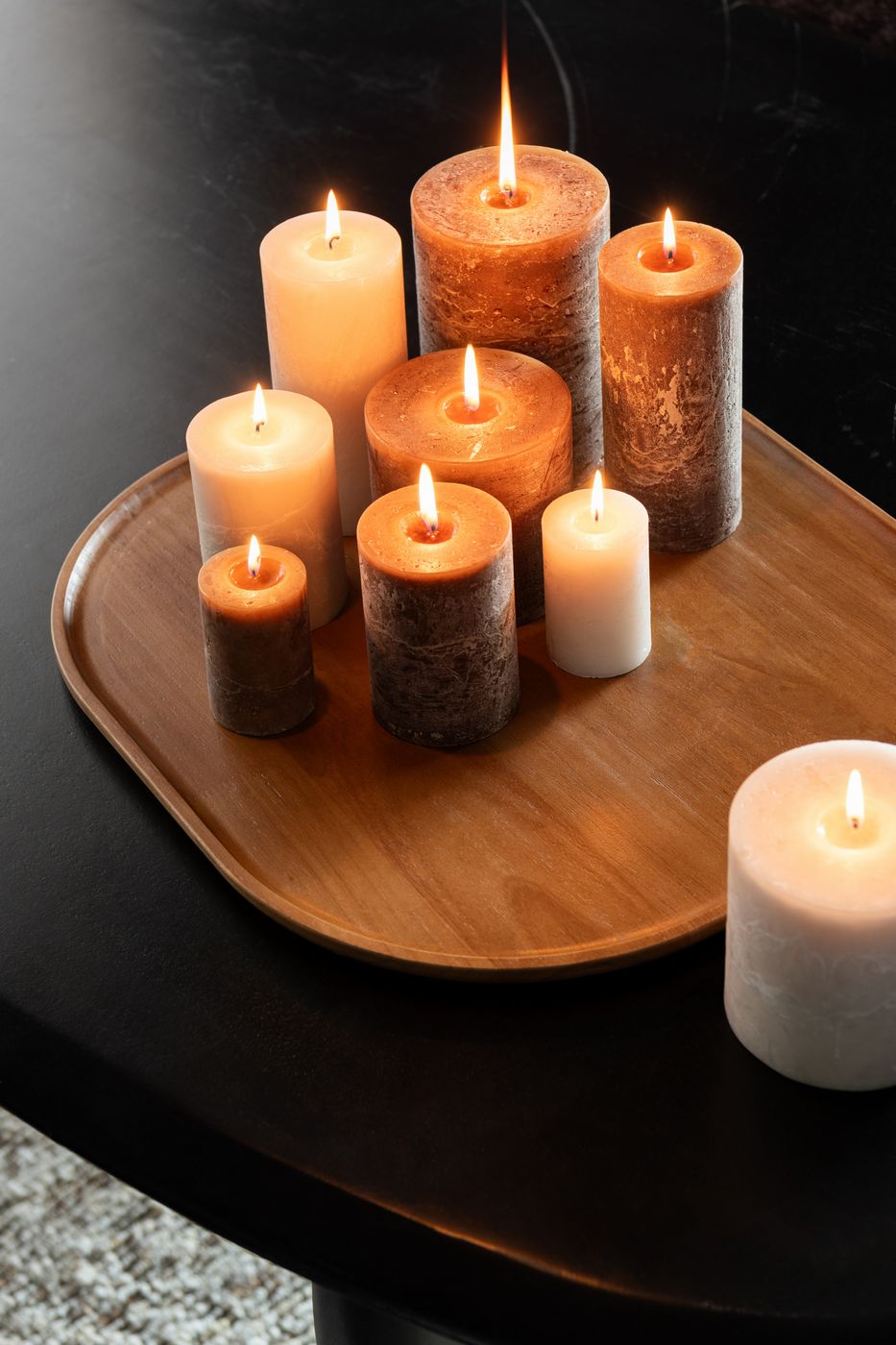 JLINE Deco plateau in rubberhout - S 29x30cm - bruin