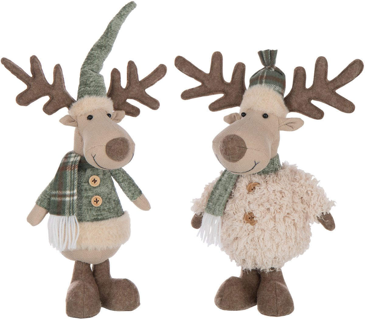 JLINE Eland met sjaal staand - 16x13x35cm - wit/ groen ass.  (prijs per stuk)