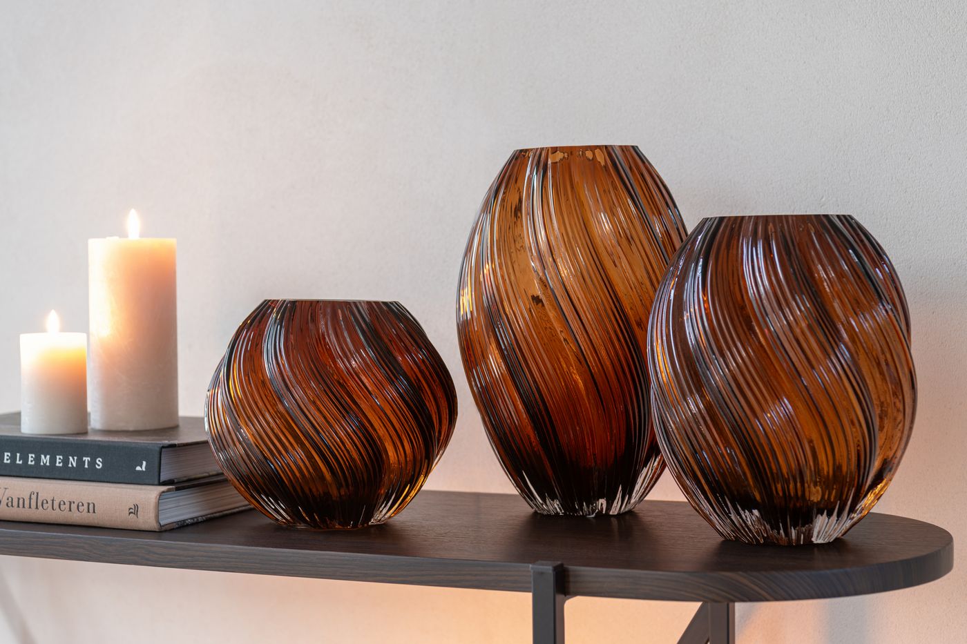 JLINE Carol vaas glas - S 18x18x16cm - bruin