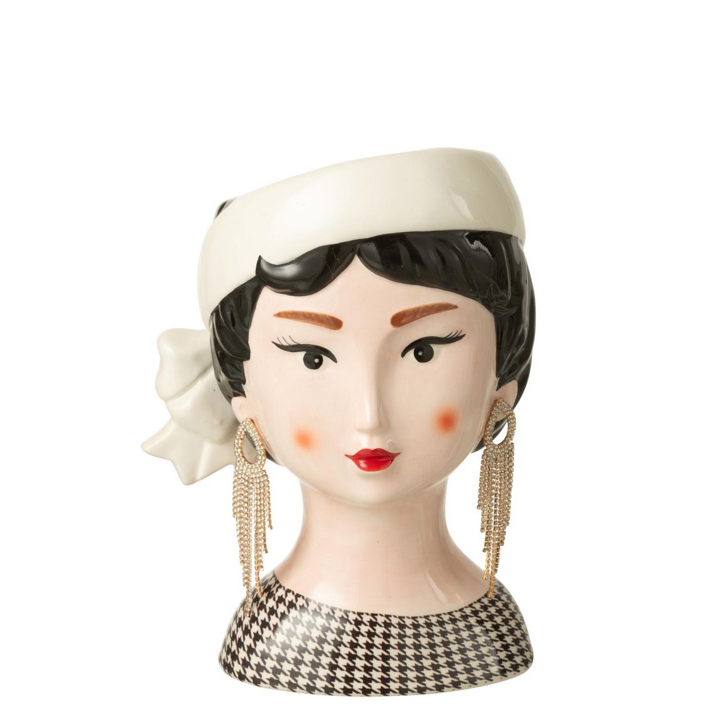 JLINE Margo pied-poule vaas keramiek - 18x14,7x24cm