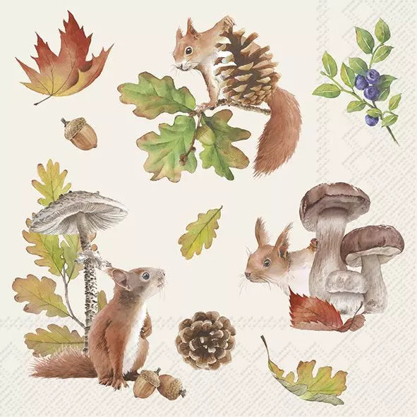 IHR Servetten 33x33cm - Fall Squirrel cream
