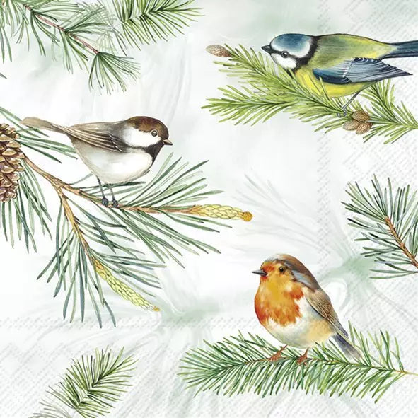 IHR Servetten 25x25cm - Charming Birds green