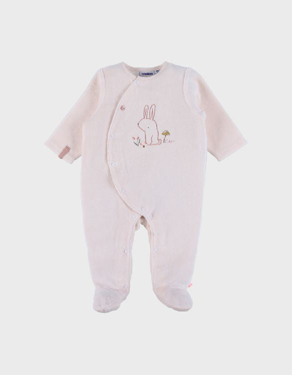 NOUKIES Autumn Forest pyjama - fluweel roos - 6M