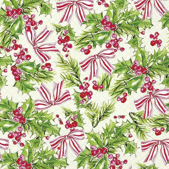 IHR Servetten 33x33cm - Pink Holly green 4084601720