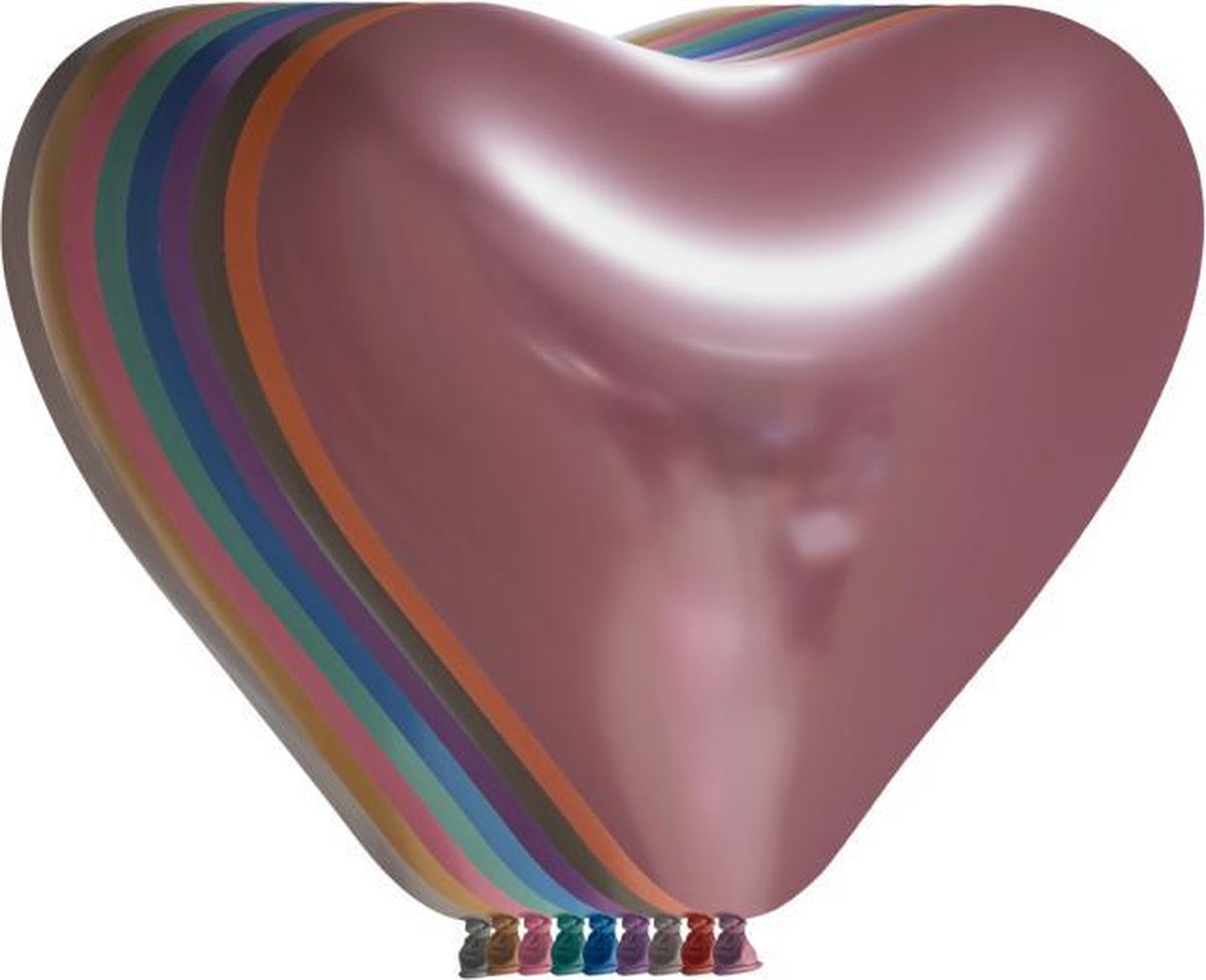 FIESTA 6 ballonnen hartvormig 30cm - mix kleuren chrome