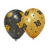 FIESTA 6 Ballonnen 30cm 3 met.goud /3 zwart '18' Golden Celebrations