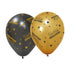 FIESTA 6 Ballonnen 12" 3 met.goud /3 zwart - Hartelijk Gefeliciteerd -Golden Celebrations