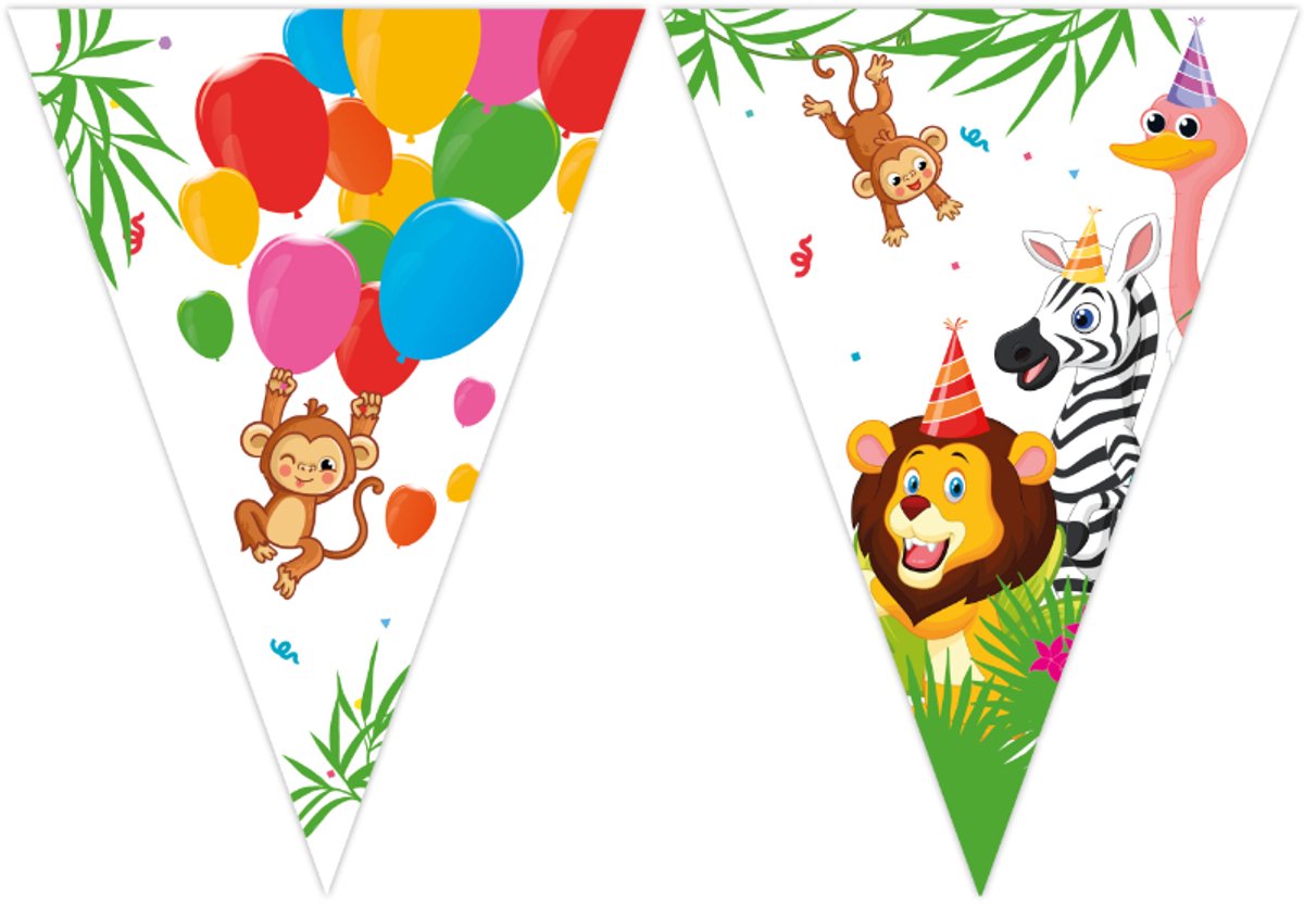 FIESTA Papieren Driehoek Vlaggen Banner FSC (9 vlaggen) - Jungle Ballonnen