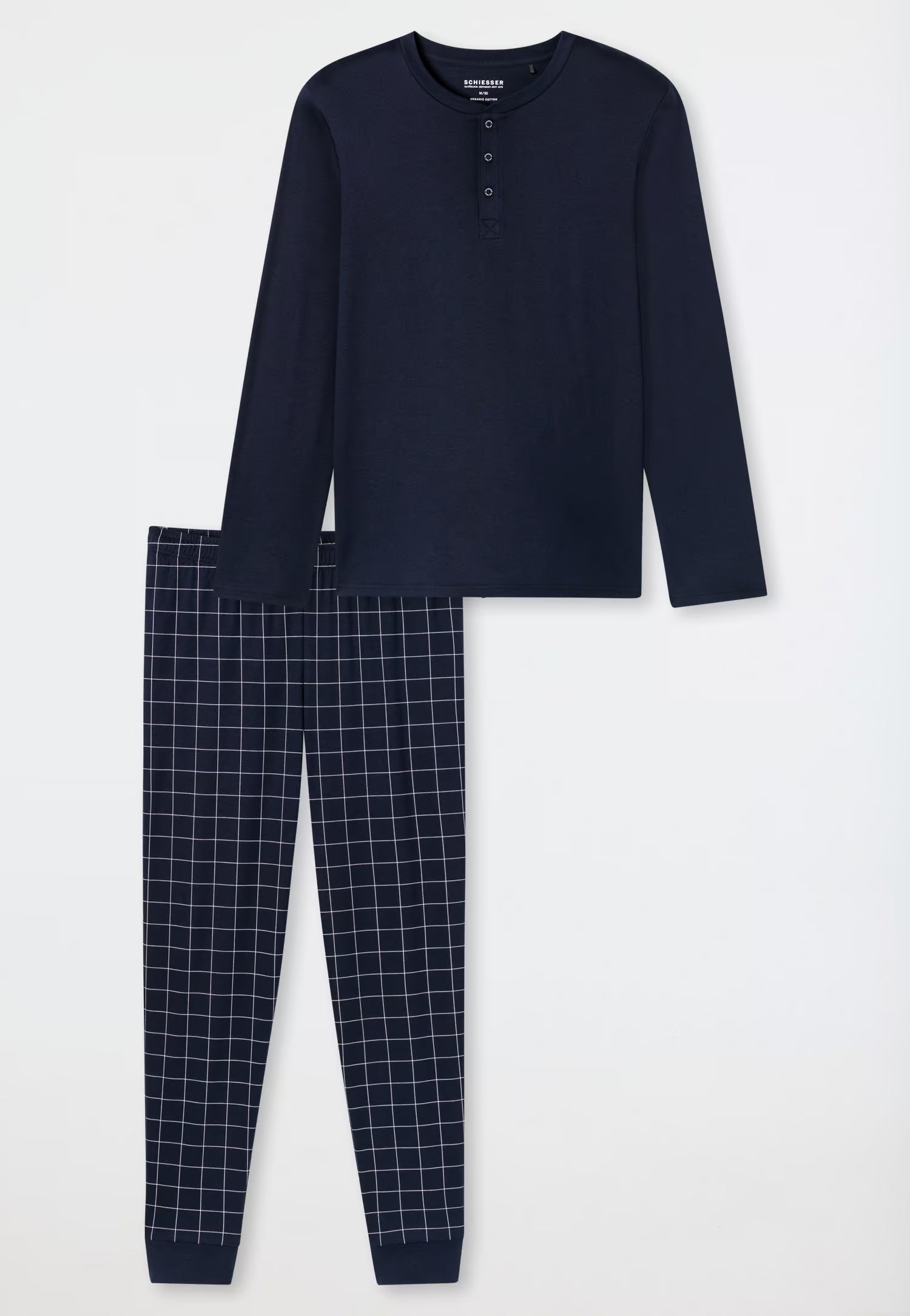 SCHIESSER Heren pyjama m/knopen - nachtblauw - S