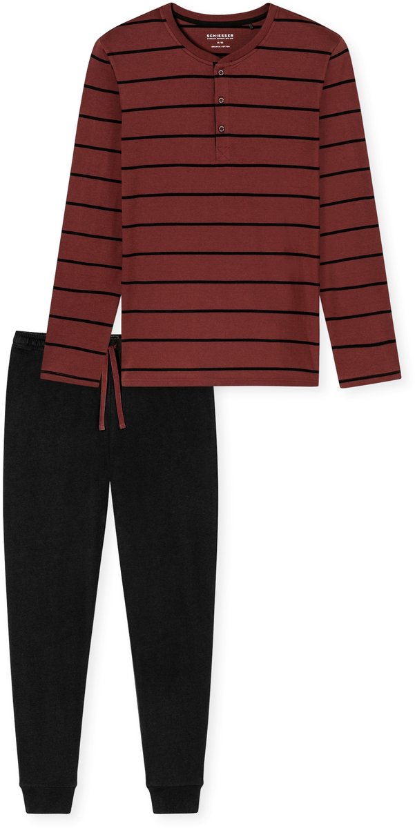 SCHIESSER Heren pyjama - wijnrood/streep - 3XL