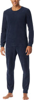 SCHIESSER Heren velours pyjama - nachtblauw - 3XL