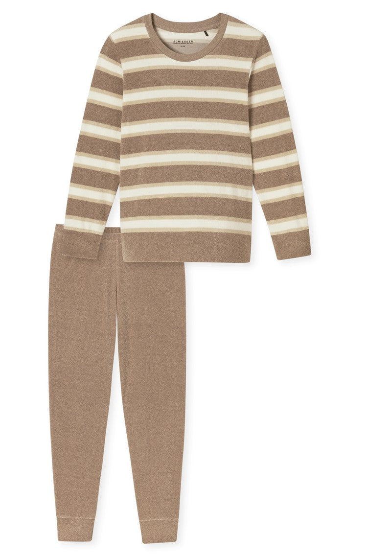 SCHIESSER Dames pyjama - taupe/streep - 3XL