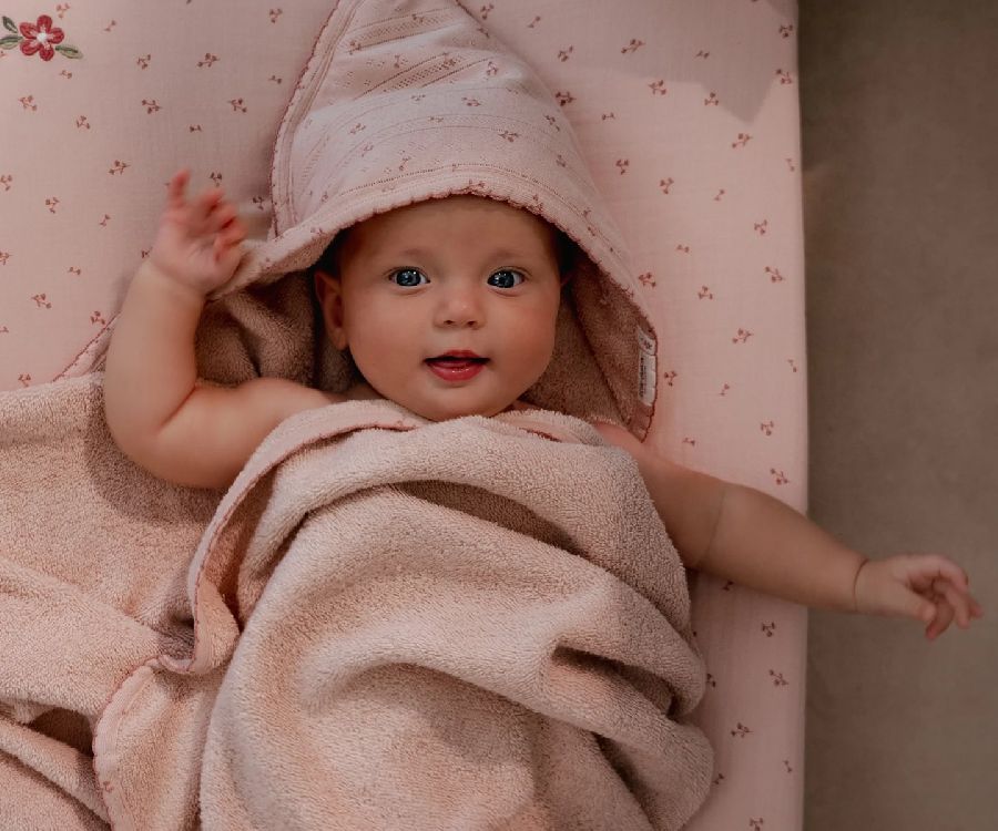 LITTLE DUTCH Badcape 100x100cm - Pure blossom roze