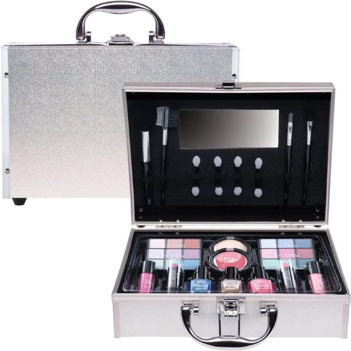 CASUELLE-Make up koffer - Shiny Silver - 41delig