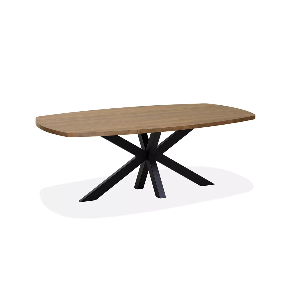 WELLINGTON Tafel Deens ovaal - 220x120cm - blond oak/ zwart ijzer rand matching 10111823