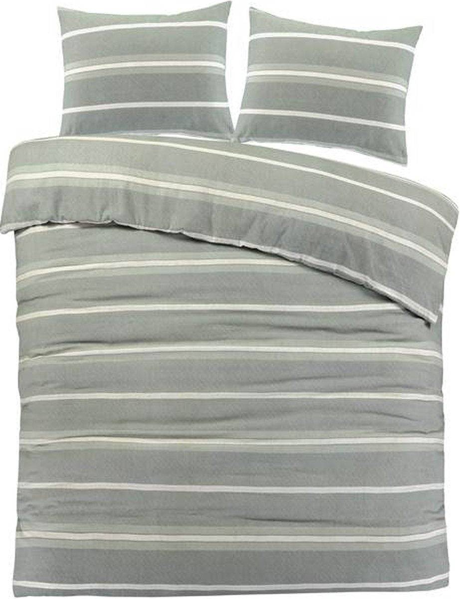 SEEFELD Dekbedovertrek flanel 240x200/220 - d. groen