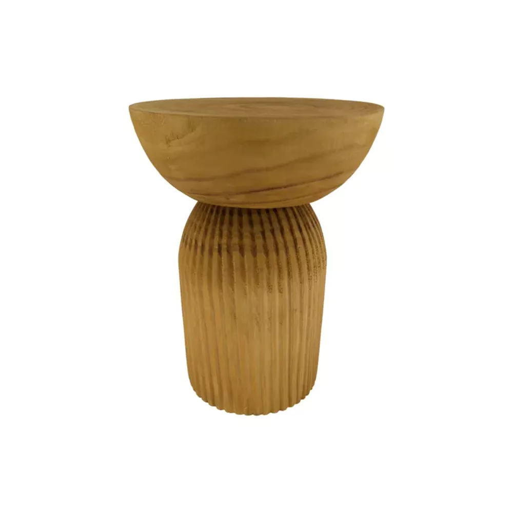 DKNC Bijzettafel engraved - 38x38x48cm - paulownia wood brown