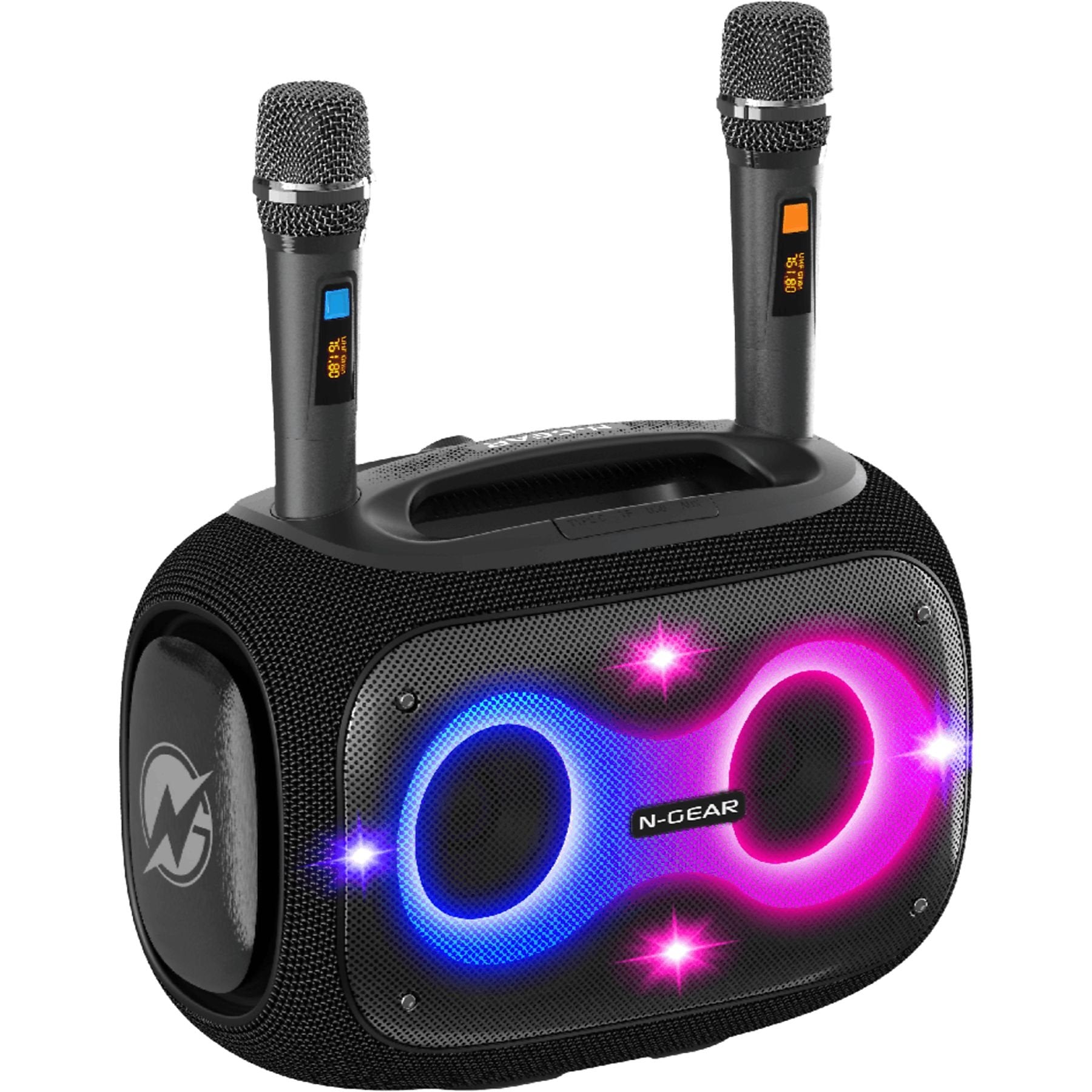 N-GEAR Partybox met verlichting en 2 microfoons NRG600