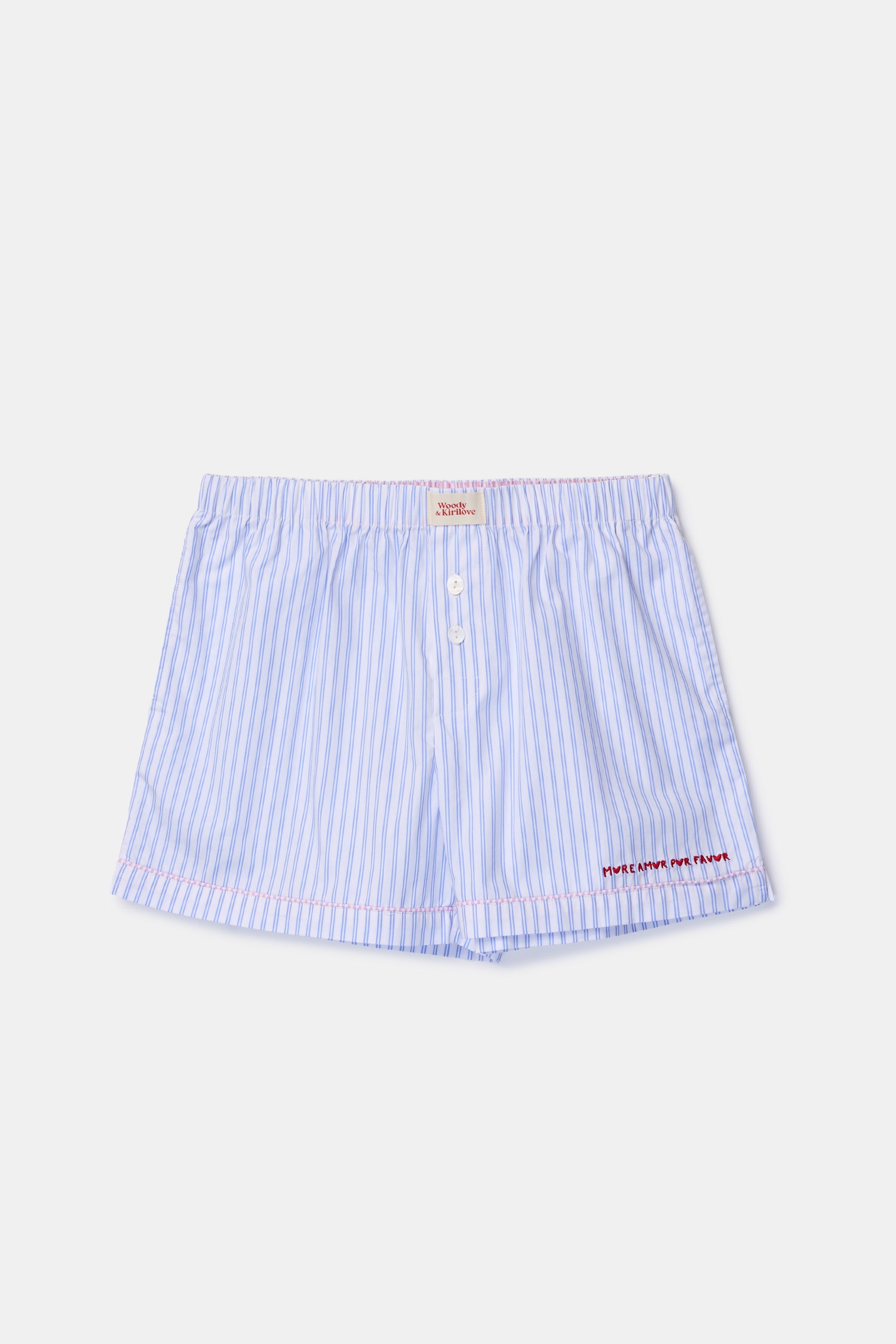 WOODY Kirilove meisjes shortama - blauw gestreept - 16j.