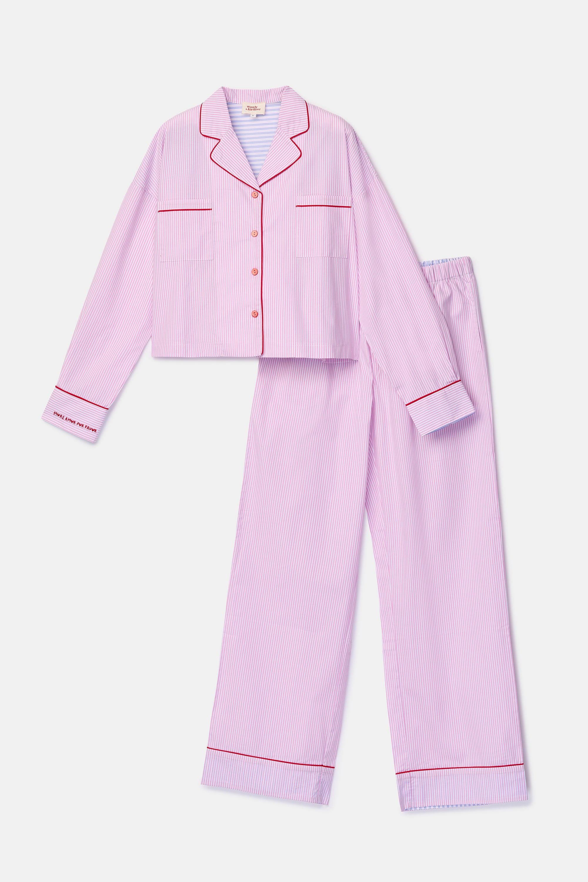 WOODY Kirilove meisjes pyjama - roze gestreept - 14j.