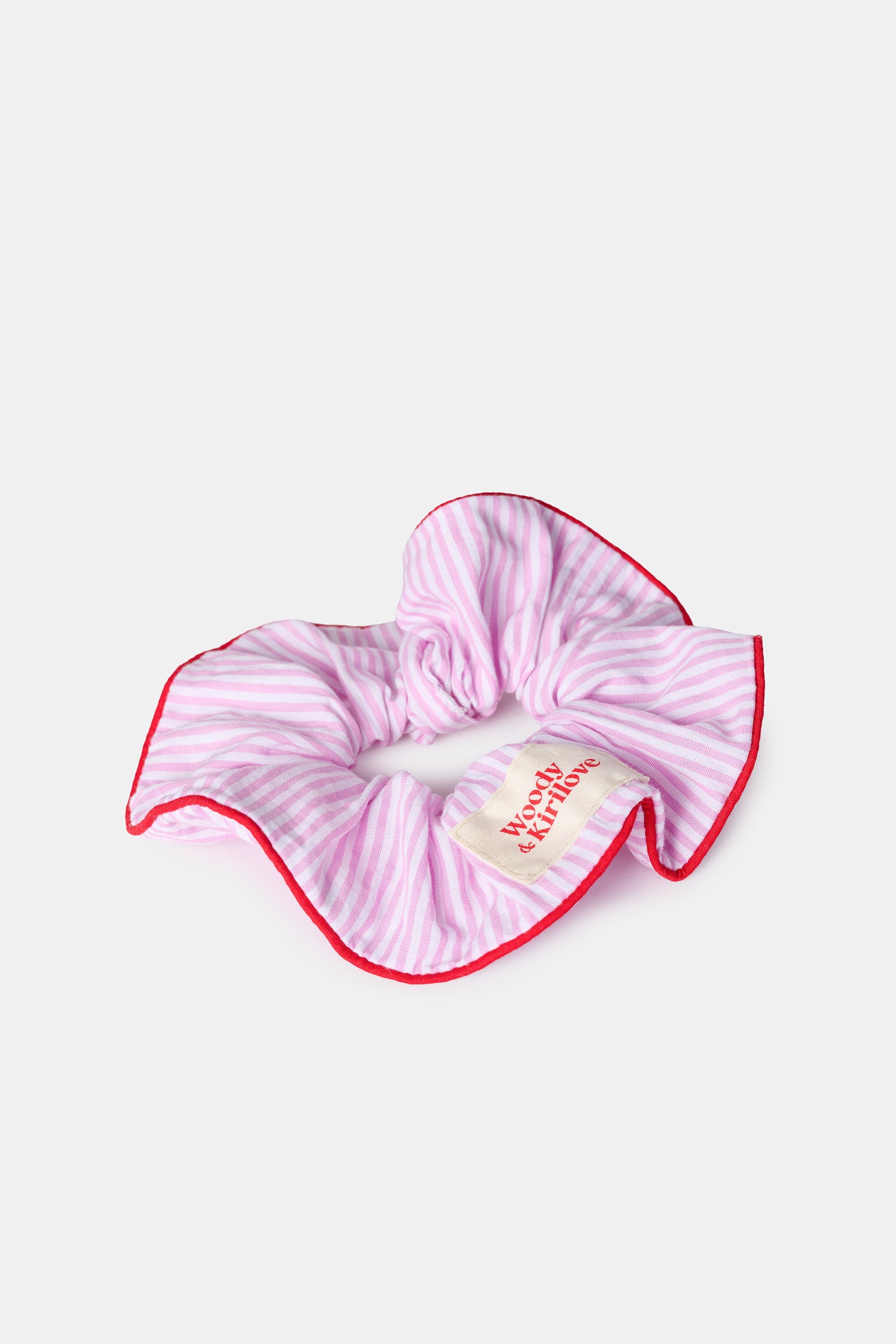 WOODY Kirilove scrunchie - roze gestreept
