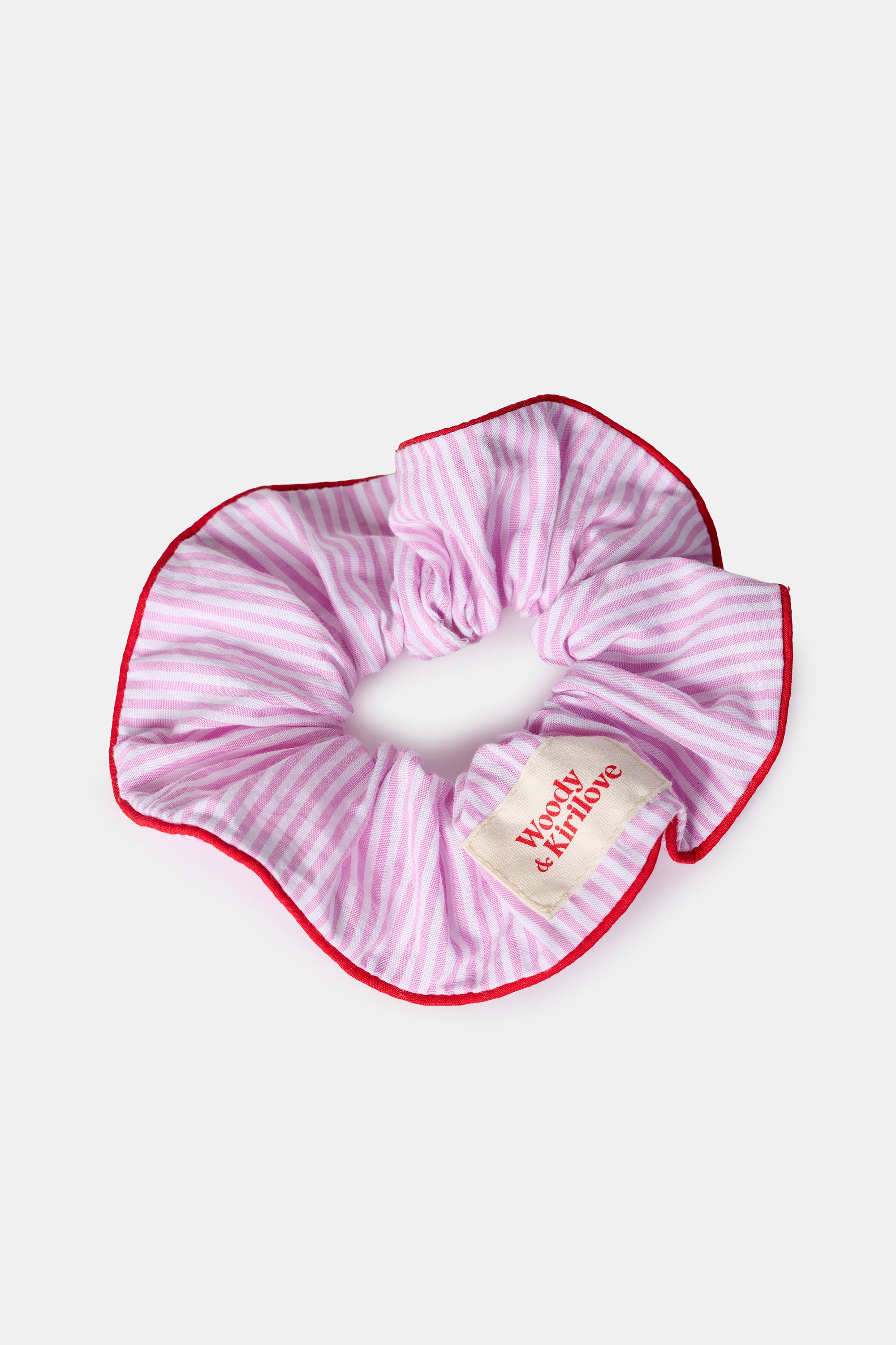 WOODY Kirilove scrunchie - roze gestreept